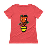 Baby Groot Perler Art Ladies' Scoopneck T-Shirt by Aubrey Silva + House Of HaHa Best Cool Funniest Funny Gifts