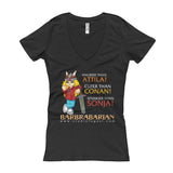 Barbrabarian Women's V-Neck T-Shirt + House Of HaHa Best Cool Funniest Funny Gifts