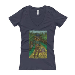 Walkers Of Oz: Zombie Wizard of Oz Cornfield Parody  Women's V-Neck T-Shirt + House Of HaHa Best Cool Funniest Funny Gifts