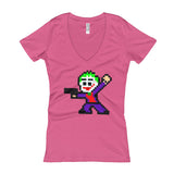 Joker Perler Art Women's V-Neck T-shirt by Silva Linings + House Of HaHa Best Cool Funniest Funny Gifts