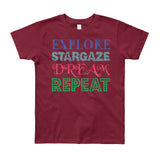 Explore Stargaze Dream Repeat Youth Short Sleeve T-Shirt - Made in USA + House Of HaHa Best Cool Funniest Funny Gifts