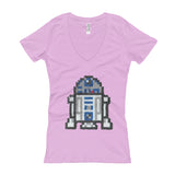 R2-D2 Perler Art Women's V-Neck T-shirt by Aubrey Silva + House Of HaHa Best Cool Funniest Funny Gifts