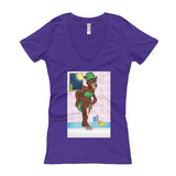 Werewolf Shaving in the Shower Women's V-Neck T-Shirt + House Of HaHa Best Cool Funniest Funny Gifts