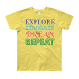 Explore Stargaze Dream Repeat Youth Short Sleeve T-Shirt - Made in USA + House Of HaHa Best Cool Funniest Funny Gifts