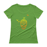 Butterfly Skull Ladies' Scoopneck Women's T-Shirt - House Of HaHa