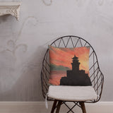 Tillamook Rock Lighthouse Sunset Premium Pillow + House Of HaHa Best Cool Funniest Funny Gifts
