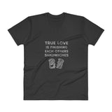True Love is Finishing Each Other's Sandwiches V-Neck T-Shirt + House Of HaHa Best Cool Funniest Funny Gifts