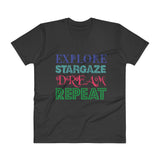 Explore Stargaze Dream Repeat Men's V-Neck T-Shirt + House Of HaHa Best Cool Funniest Funny Gifts