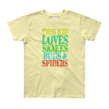This Kid Loves Snakes Bugs Spiders Creepy Critters Youth Short Sleeve T-Shirt - Made in USA + House Of HaHa Best Cool Funniest Funny Gifts