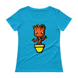 Baby Groot Perler Art Ladies' Scoopneck T-Shirt by Aubrey Silva + House Of HaHa Best Cool Funniest Funny Gifts