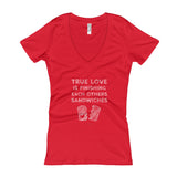 True Love is Finishing Each Other's Sandwiches Women's V-Neck T-shirt + House Of HaHa Best Cool Funniest Funny Gifts