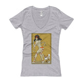 Mummy Pin-Up Women's V-Neck T-Shirt + House Of HaHa Best Cool Funniest Funny Gifts