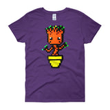 Baby Groot Perler Art Women's Short Sleeve T-Shirt by Aubrey Silva + House Of HaHa Best Cool Funniest Funny Gifts