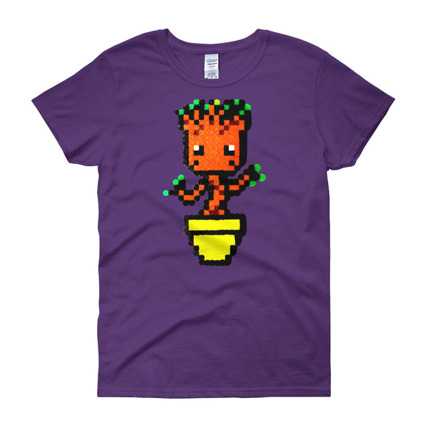 Baby Groot Perler Art Women's Short Sleeve T-Shirt by Aubrey Silva + House Of HaHa Best Cool Funniest Funny Gifts