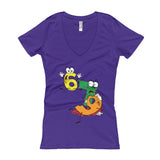 Why was 6 Afraid of 7 Seven Ate Nine Cute Zombie Pun Women's V-Neck T-shirt + House Of HaHa Best Cool Funniest Funny Gifts
