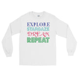 Explore Stargaze Dream Repeat Men's Long Sleeve T-Shirt + House Of HaHa Best Cool Funniest Funny Gifts