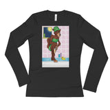 Werewolf Shaving in the Shower Ladies' Long Sleeve T-Shirt + House Of HaHa Best Cool Funniest Funny Gifts