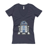 R2-D2 Perler Art Women's V-Neck T-shirt by Aubrey Silva + House Of HaHa Best Cool Funniest Funny Gifts