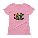 Ninja Turtles Perler Art Ladies' Scoopneck T-Shirt by Aubrey Silva + House Of HaHa Best Cool Funniest Funny Gifts