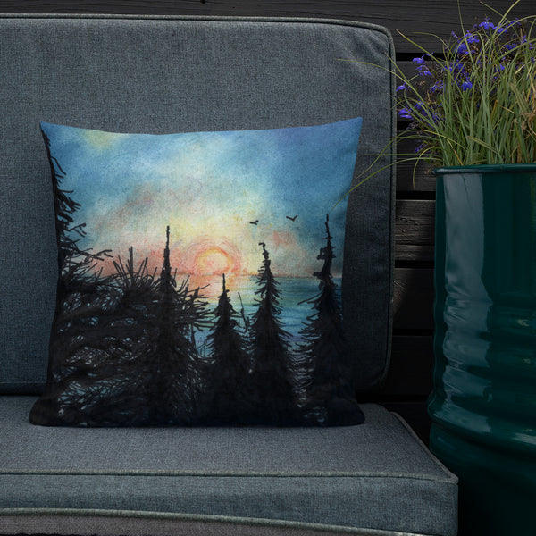 Coastal Sunset overlooking Sand Lake Oregon Premium Pillow + House Of HaHa Best Cool Funniest Funny Gifts