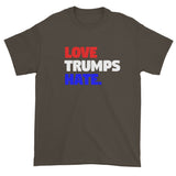 Love Trumps Hate Trump Loves Hate Men's Short Sleeve Double Sided T-Shirt + House Of HaHa Best Cool Funniest Funny Gifts