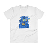 Blue Victorian San Francisco V-Neck T-Shirt by Nathalie Fabri + House Of HaHa Best Cool Funniest Funny Gifts