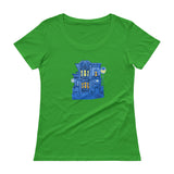 Blue Victorian San Francisco Ladies' Scoopneck T-Shirt by Nathalie Fabri + House Of HaHa Best Cool Funniest Funny Gifts