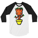 Baby Groot Perler Art 3/4 Sleeve Raglan Shirt by Aubrey Silva + House Of HaHa Best Cool Funniest Funny Gifts
