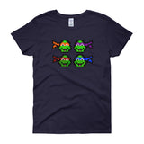 Ninja Turtles Perler Art Women's Short Sleeve T-Shirt by Aubrey Silva + House Of HaHa Best Cool Funniest Funny Gifts