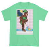 Werewolf Shaving in the Shower Men's Short Sleeve T-Shirt + House Of HaHa Best Cool Funniest Funny Gifts