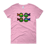 Ninja Turtles Perler Art Women's Short Sleeve T-Shirt by Aubrey Silva + House Of HaHa Best Cool Funniest Funny Gifts