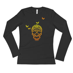 Butterfly Skull Ladies' Long Sleeve T-Shirt - House Of HaHa