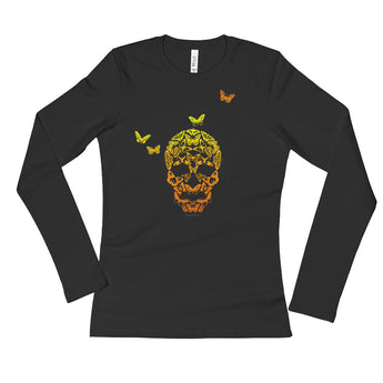 Butterfly Skull Ladies' Long Sleeve T-Shirt - House Of HaHa