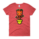 Baby Groot Perler Art Women's Short Sleeve T-Shirt by Aubrey Silva + House Of HaHa Best Cool Funniest Funny Gifts