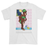 Werewolf Shaving in the Shower Men's Short Sleeve T-Shirt + House Of HaHa Best Cool Funniest Funny Gifts