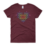Rainbow Female Gender Venus Symbol Heart Love Unity Women's Short Sleeve T-shirt + House Of HaHa Best Cool Funniest Funny Gifts