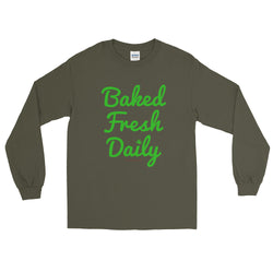 Baked Fresh Daily Men's Long Sleeve Cannabis T-Shirt - House Of HaHa