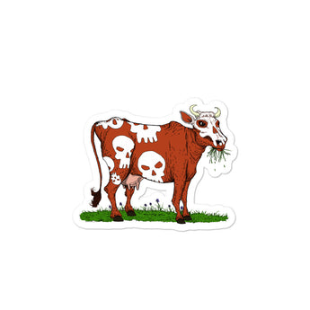 Cow with Skulls Vinyl Bubble-free Vegan stickers + House Of HaHa Best Cool Funniest Funny Gifts