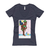 Werewolf Shaving in the Shower Women's V-Neck T-Shirt + House Of HaHa Best Cool Funniest Funny Gifts