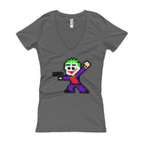 Joker Perler Art Women's V-Neck T-shirt by Silva Linings + House Of HaHa Best Cool Funniest Funny Gifts