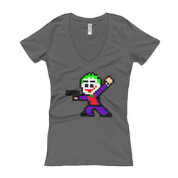 Joker Perler Art Women's V-Neck T-shirt by Silva Linings + House Of HaHa Best Cool Funniest Funny Gifts