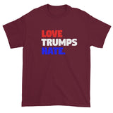 Love Trumps Hate Trump Loves Hate Men's Short Sleeve Double Sided T-Shirt + House Of HaHa Best Cool Funniest Funny Gifts