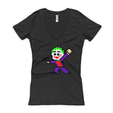 Joker Perler Art Women's V-Neck T-shirt by Silva Linings + House Of HaHa Best Cool Funniest Funny Gifts