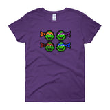 Ninja Turtles Perler Art Women's Short Sleeve T-Shirt by Aubrey Silva + House Of HaHa Best Cool Funniest Funny Gifts