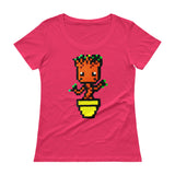 Baby Groot Perler Art Ladies' Scoopneck T-Shirt by Aubrey Silva + House Of HaHa Best Cool Funniest Funny Gifts