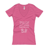 True Love is Finishing Each Other's Sandwiches Women's V-Neck T-shirt + House Of HaHa Best Cool Funniest Funny Gifts