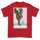 Werewolf Shaving in the Shower Men's Short Sleeve T-Shirt + House Of HaHa Best Cool Funniest Funny Gifts
