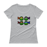 Ninja Turtles Perler Art Ladies' Scoopneck T-Shirt by Aubrey Silva + House Of HaHa Best Cool Funniest Funny Gifts