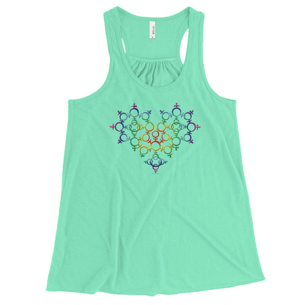 Rainbow Female Gender Venus Symbol Heart Love Unity Women's Flowy Racerback Tank + House Of HaHa Best Cool Funniest Funny Gifts