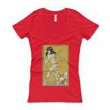 Mummy Pin-Up Women's V-Neck T-Shirt + House Of HaHa Best Cool Funniest Funny Gifts